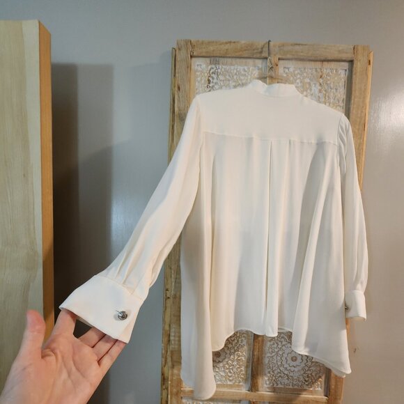 Alexander McQueen Ivory Silk High-Low Blouse IT 40 / US 6 - Picture 4 of 7